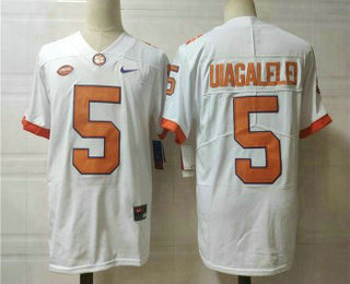 Men's Clemson Tigers #5 DJ Uiagalelei White College Football Jersey