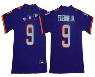 Men's Clemson Tigers #9 Travis Etienne Jr. Purple 2019 Championship Game Patch Vapor Untouchable Stitched Nike NCAA Jersey