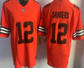 Men's Cleveland Browns #12 Shedeur Sanders Limited Orange FUSE Vapor Jersey