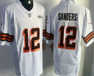 Men's Cleveland Browns #12 Shedeur Sanders Limited White Alternate FUSE Vapor Jersey