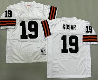 Men's Cleveland Browns #19 Bernie Kosar White 1986 Throwback Jersey