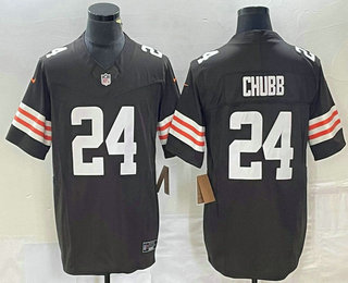 Men's Cleveland Browns #24 Nick Chubb Brown 2023 FUSE Vapor Stitched Nike Limited Jersey
