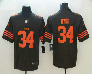 Men's Cleveland Browns #34 Carlos Hyde Brown 2016 Color Rush Stitched NFL Nike Limited Jersey