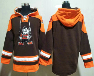 Men's Cleveland Browns Blank Brown Ageless Must Have Lace Up Pullover Hoodie