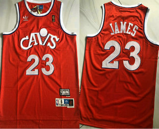 Men's Cleveland Cavaliers #23 LeBron James Red Hardwood Classics Soul AU Throwback Jersey