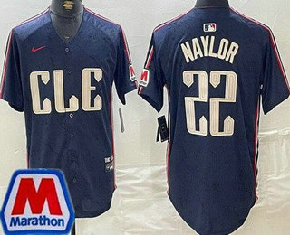 Men's Cleveland Guardians #22 Josh Naylor Navy 2024 City Connect Marathon Patch Limited Jersey