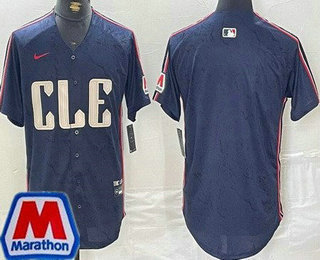 Men's Cleveland Guardians Blank Navy 2024 City Connect Marathon Patch Limited Jersey
