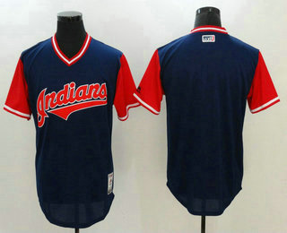 Men's Cleveland Indians Majestic Navy 2017 Little League World Series Players Weekend Stitched Nickname Team Jersey