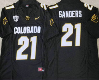Men's Colorado Buffaloes #21 Shilo Sanders Limited Black FUSE Team Logos College Football Jersey