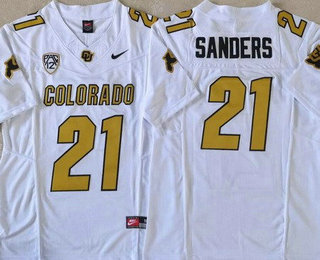Men's Colorado Buffaloes #21 Shilo Sanders Limited White FUSE Team Logos College Football Jersey