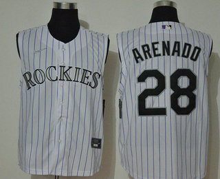 Men's Colorado Rockies #28 Nolan Arenado White 2020 Cool and Refreshing Sleeveless Fan Stitched MLB Nike Jersey