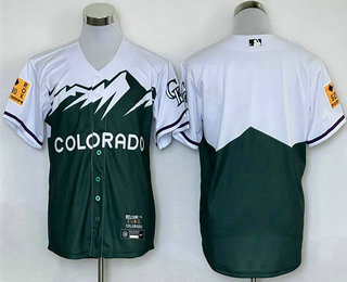 Men's Colorado Rockies Blank Green 2022 City Connect Cool Base Stitched Jersey