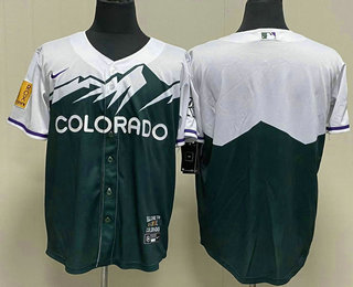 Men's Colorado Rockies Blank Green 2022 City Connect Cool Base Stitched Jersey