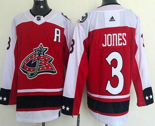 Men's Columbus Blue Jackets #3 Seth Jones Red 2021 Reverse Retro Authentic Jersey