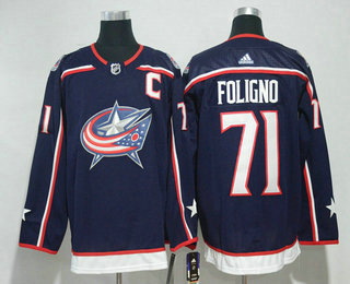 Men's Columbus Blue Jackets #71 Nick Foligno Navy Blue 2017-2018 Hockey Adidas Stitched NHL Jersey