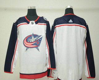 Men's Columbus Blue Jackets Blank White 2017-2018 Hockey Adidas Stitched NHL Jersey
