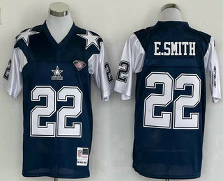 Men's Dallas Cowboys #22 Emmitt Smith Navy Blue 75TH Thanksgivings Throwback Jersey