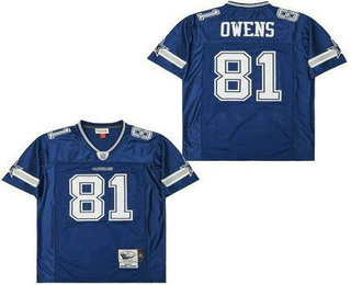 Men's Dallas Cowboys #81 Terrell Owens Navy 2007 Throwback Jersey