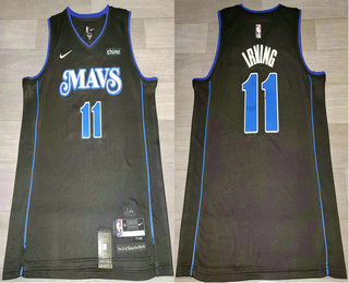 Men's Dallas Mavericks #11 Kyrie Irving Navy Blue 2023 City Icon Sponsor Swingman Jersey