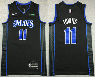Men's Dallas Mavericks #11 Kyrie Irving Navy Blue 2023 City Icon Sponsor Swingman Jersey