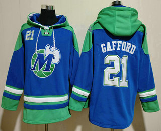 Men's Dallas Mavericks #21 Daniel Gafford Blue Ageless Must Have Lace Up Pullover Hoodie