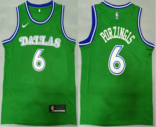 Men's Dallas Mavericks #6 Kristaps Porzingis Green 2020 Swingman Stitched Nike NBA Jersey