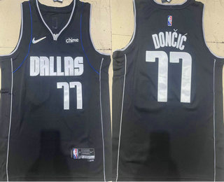 Men's Dallas Mavericks #77 Luka Doncic Navy Blue Nike 75th Anniversary Diamond 2022 Stitched Jersey