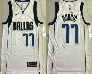 Men's Dallas Mavericks #77 Luka Doncic White 2020 NBA AU Stitched Jersey