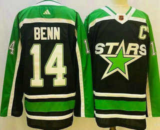 Men's Dallas Stars #14 Jamie Benn Black 2022 Reverse Retro Authentic Jersey