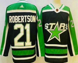 Men's Dallas Stars #21 Jason Robertson Black 2022 Reverse Retro Authentic Jersey