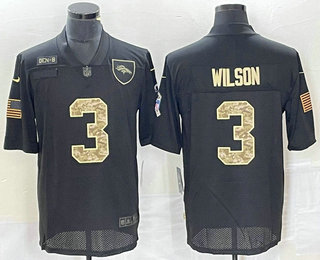 Men's Denver Broncos #3 Russell Wilson Black Camo 2020 Salute To Service Stitched NFL Nike Limited Jersey