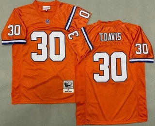 Men's Denver Broncos #30 Terrell Davis Orange 1995 Throwback Jersey