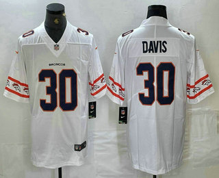 Men's Denver Broncos #30 Terrell Davis White 2019 NEW Team Logo Vapor Stitched Nike Limited Jersey