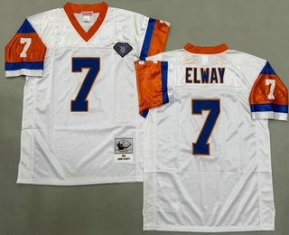 Men's Denver Broncos #7 John Elway White 75th 1994 Throwback Jersey