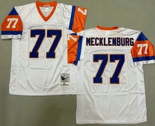 Men's Denver Broncos #77 Karl Mecklenburg White 1994 Throwback Jersey
