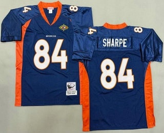 Men's Denver Broncos #84 Shannon Sharpe Navy Throwback Jersey