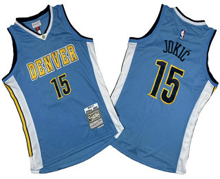 Men's Denver Nuggets #15 Carmelo Anthony Light Blue 2016-17 Hardwood Classics Throwback Jersey