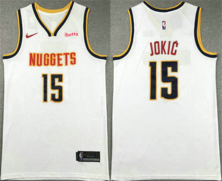 Men's Denver Nuggets #15 Nikola Jokic White Icon Sponsor Swingman Jersey