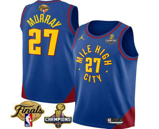 Men's Denver Nuggets #27 Jamal Murray Blue 2023 Champions Patch And Finals Patch Statement Edition Stitched Jersey