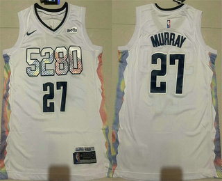 Men's Denver Nuggets #27 Jamal Murray White 2024 City Sponsor Swingman Jersey