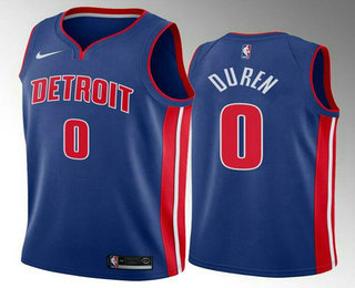 Men's Detroit Pistons #0 Jalen Duren 2022 Draft Blue Basketball Stitched Jersey