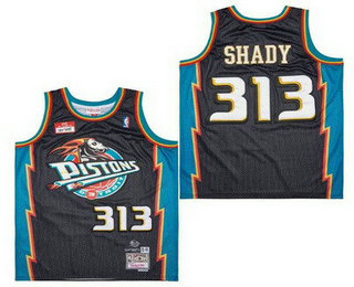 Men's Detroit Pistons #313 Slim Shady Black Remix X Swingman Jersey