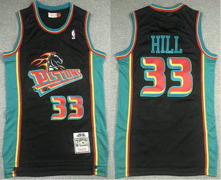 Men's Detroit Pistons #33 Grant Hill Black 1998-99 Hardwood Classics Soul Swingman Throwback Jersey