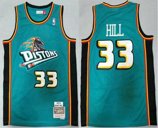 Men's Detroit Pistons #33 Grant Hill Green 1998-99 Hardwood Classics Soul Swingman Throwback Jersey