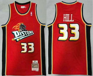 Men's Detroit Pistons #33 Grant Hill Red 1998-99 Hardwood Classics Soul Swingman Throwback Jersey