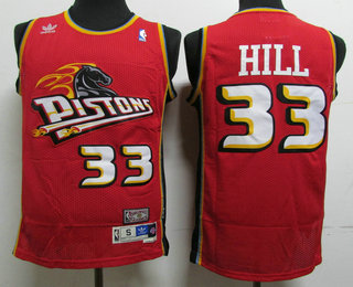 Men's Detroit Pistons #33 Grant Hill Red Hardwood Classics Soul Swingman Throwback Jersey