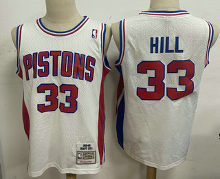 Men's Detroit Pistons #33 Grant Hill White 1995-96 Hardwood Classics Soul Swingman Throwback Jersey