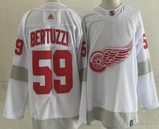 Men's Detroit Red Wings #59 Tyler Bertuzzi White 2021 Reverse Retro Authentic Jersey