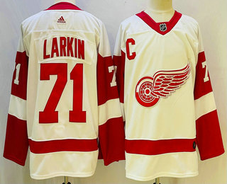Men's Detroit Red Wings #71 Dylan Larkin White Adidas NHL Jersey