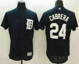 Men's Detroit Tigers #24 Miguel Cabrera Navu Blue Flexbase 2016 MLB Player Jersey